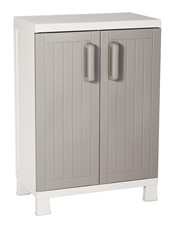 Armadio in Resina Basso Wood Midi C/2 Ripian Interno/Esterno Tortora New