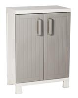 Armadio in Resina Basso Wood Midi C/2 Ripian Interno/Esterno Tortora New