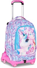 Zaino-Trolley Scuola Jack-8Wd Sj Gang Glow Led Unicorn Girl