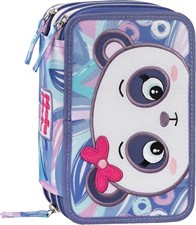 Astuccio 3 Zip Panda Mofumofu